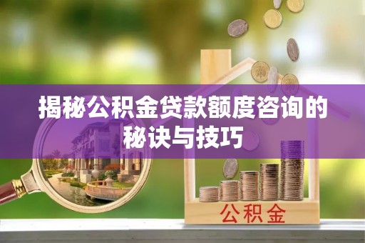 哈巴河揭秘公积金贷款额度咨询的秘诀与技巧